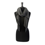 Seanna Scarf in Slate color scheme, front view – upcycled sweater knit winter scarf