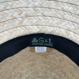 Selina Sun Hat – Geo-band - Handwoven Palm Straw, Adjustable Chin Strap, UV Protection