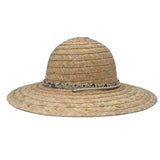 Selina Sun Hat – Geo-band - Handwoven Palm Straw, Adjustable Chin Strap, UV Protection
