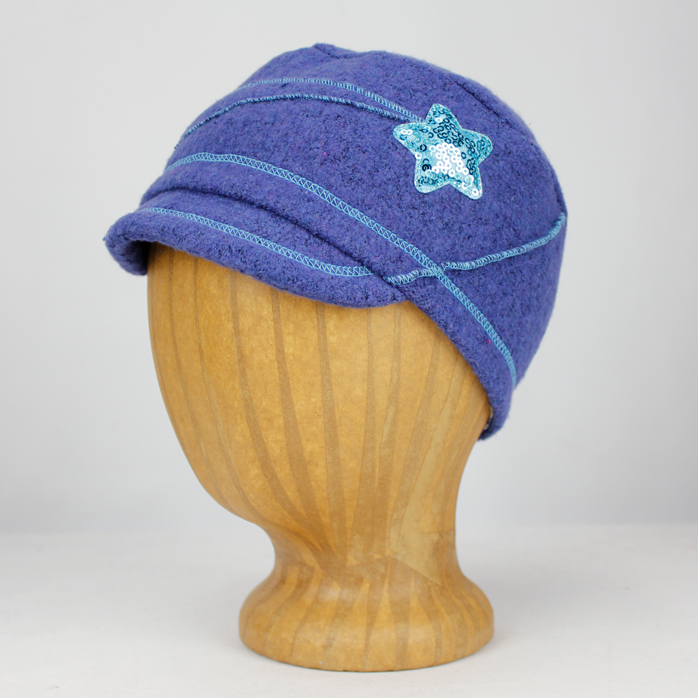 Shooting Star Kids Soft Cap in indigo purple color, profile view – sustainable soft cap with recycled fabric