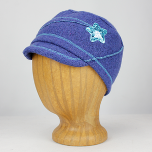 Shooting Star Kids Soft Cap in indigo purple color, profile view – sustainable soft cap with recycled fabric