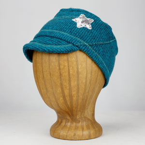 Shooting Star Kids Soft Cap in teal green color, profile view – sustainable soft cap with recycled fabric