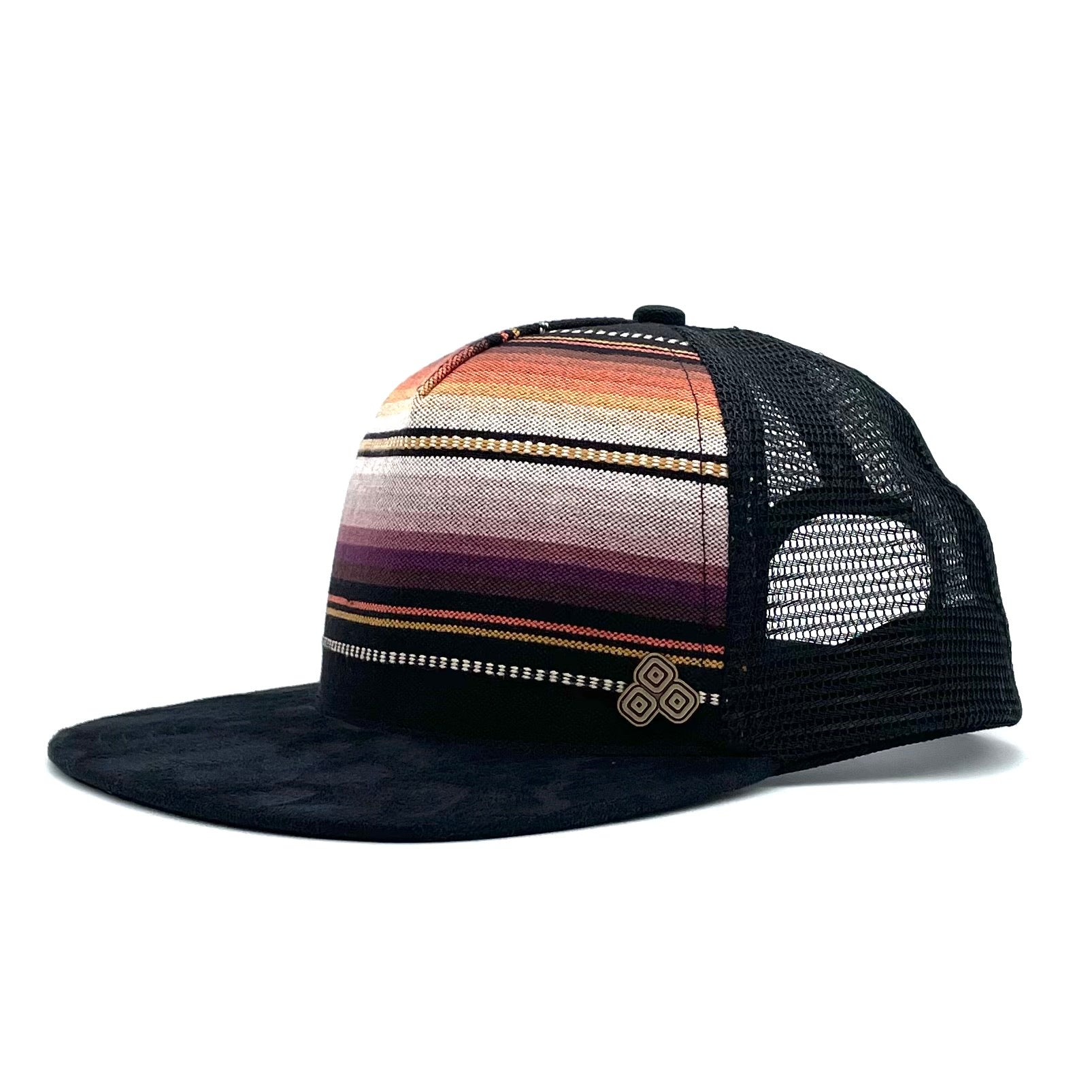 Zuma Hombre Trucker Hat profile view – handwoven pattern mesh back cap