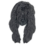 April Scarf charcoal color, front view – lightweight upcycled cotton rayon scarf