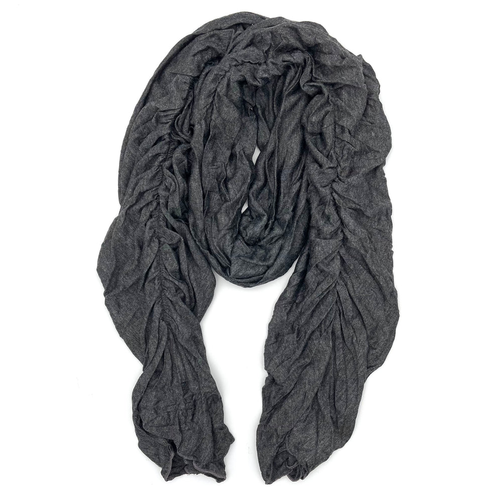 April Scarf charcoal color, front view – lightweight upcycled cotton rayon scarf