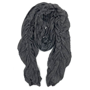 April Scarf charcoal color, front view – lightweight upcycled cotton rayon scarf