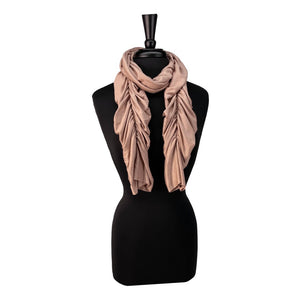 April Scarf marzipan color, front view – lightweight upcycled cotton rayon scarf