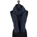 Balsam Scarf dark navy color front view on mannequin bust– recycled cotton winter scarf