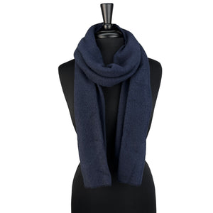Balsam Scarf dark navy color front view on mannequin bust– recycled cotton winter scarf