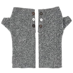 Coco Wrist Warmers in grey marl color front view – recycled fabric eco-friendly gloves