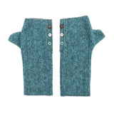Coco Wrist Warmers in sapphire teal color front view – recycled fabric eco-friendly gloves