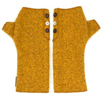 Coco Wrist Warmers in yellow dijon front view – recycled fabric eco-friendly gloves