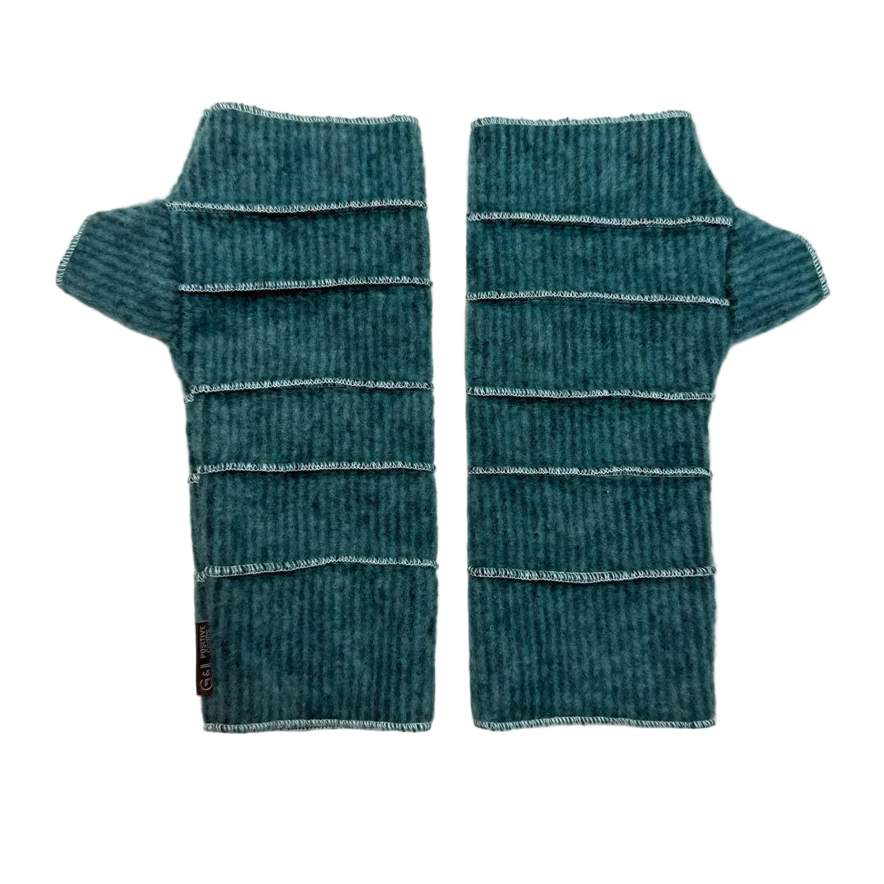 Crossroads Wrist Warmers – Recycled Cotton, Decorative Stitching