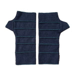 Crossroads Wrist Warmers in dark navy color way – front view of eco-friendly recycled gloves