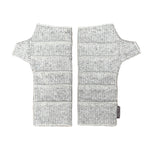 Crossroads Wrist Warmers in white linen color way – front view of eco-friendly recycled gloves