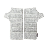 Crossroads Wrist Warmers in white linen color way – front view of eco-friendly recycled gloves