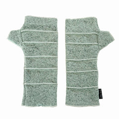 Crossroads Wrist Warmers in mint colorway – front view of eco-friendly recycled gloves