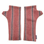 Pair of rust striped fingerless gloves on a white background  G & L