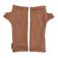 Gemini Wrist Warmers in rose gold colorway – front view showing lined upcycled cotton jersey fabric