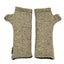 Gemini Wrist Warmers in yellow tan marl colorway – front view showing lined upcycled cotton jersey fabric