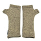 Gemini Wrist Warmers in yellow tan marl colorway – front view showing lined upcycled cotton jersey fabric