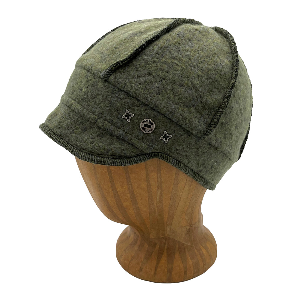 Jax Soft Cap in Sage green color way, profile angle view – stretch fit soft cap with stitching