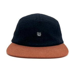 Front view of Kamp 5 Panel Hat in wool and cotton canvas with adjustable strap