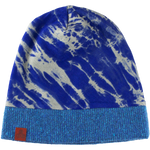 Kids Beanie in aqua blue water color – front view with jersey print and recycled cotton lining