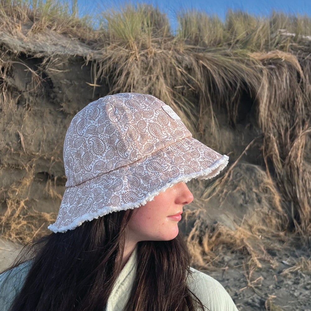 Laguna Bucket Hat on female model profile view – casual summer cotton bucket hat