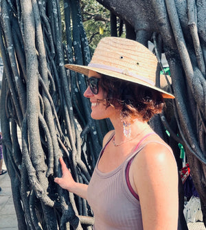 Mateo Fedora profile on female model – stylish unisex summer hat