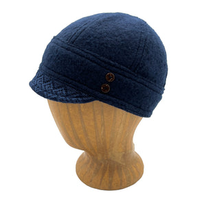 Misty Soft Cap profile angle in dark navy blue color – soft stretch fit cap with lace and buttons