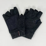 Charcoal Nomad Fingerless Gloves front and back view made from recycled cotton