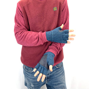 Male model styling Nomad Fingerless Gloves – sustainable fabric