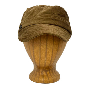 OM Soft Cap crosshatch yellow umbra color front angle view – OM hat with soft brim and seam detail