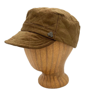 OM Soft Cap crosshatch yellow umbra color profile angle view – OM hat with soft brim and seam detail