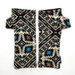 Pacifica Wrist Warmers in black, white, brown, blue color way – upcycled fingerless gloves front view