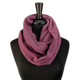 Polar Loop Scarf in plum wine color on mannequin, front view made with recycled Polartec fleece