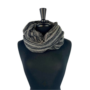 Raina Infinity Loop Scarf, Static Color, front view on mannequin– upcycled knit scarf for men and women