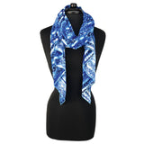 Skyla Scarf blue color way, front view – lightweight eco-friendly upcycled cotton rayon scarf