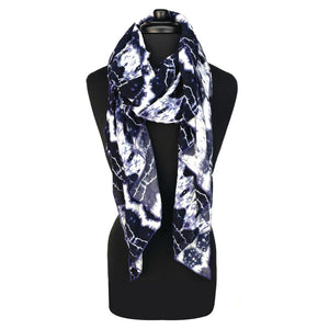 Skyla Scarf lightning color way, front view – lightweight eco-friendly upcycled cotton rayon scarf