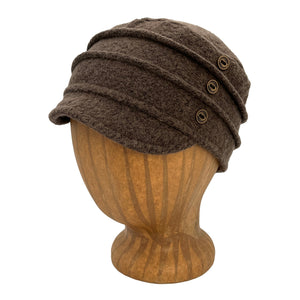 Soho Soft Cap in brown earth color, profile view – recycled cotton women's hat