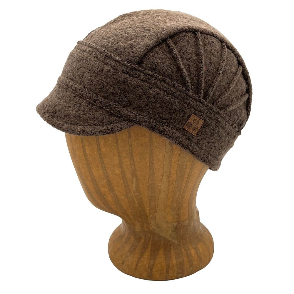 Solstice Soft Cap in earth brown color front view – recycled cotton women's short brim hat