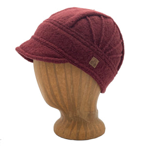 Solstice Soft Cap in red marsala color front view – recycled cotton women's short brim hat