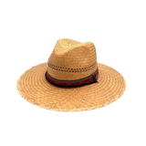 Top view of Sundaze Palm Straw Sun Hat showing handwoven artisan palm design.