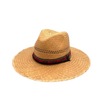Top view of Sundaze Palm Straw Sun Hat showing handwoven artisan palm design.