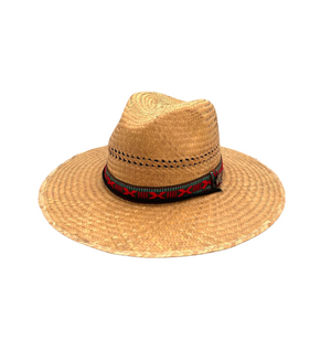 Top view of Sundaze Palm Straw Sun Hat showing handwoven artisan palm design.