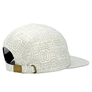 Close-up detail of the Trekker Hat’s block print and back