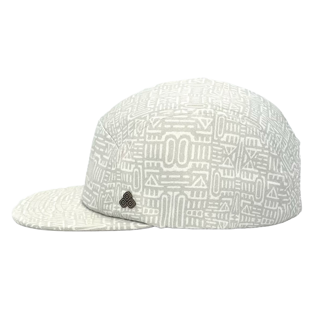 Side profile of the sustainable Trekker Hat with block print design