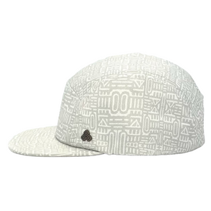 Side profile of the sustainable Trekker Hat with block print design
