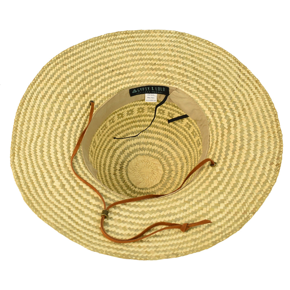 Tulum Sun Hat underside detail – breathable handwoven palm straw design